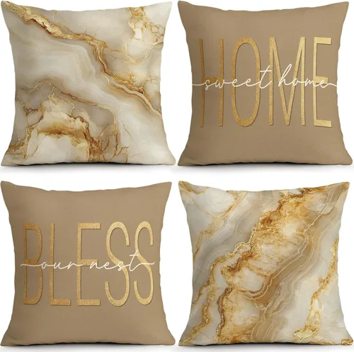 Vista 29 de OBSEDE - Fundas para cojín de mármol negro y dorado abstracto, 18 × 18 pulgadas, juego de 4, fundas para cojines de sofá, cama, salón, decoración