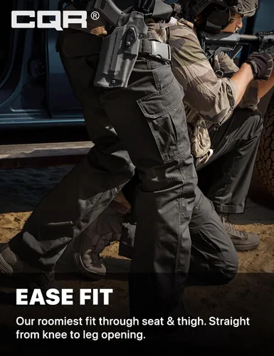 Vista 5 de CQR - Pantalones tácticos tipo cargo para hombre, tejido ripstop, resistentes al agua, ligeros, para uso diario, trabajo, senderismo o exteriores
