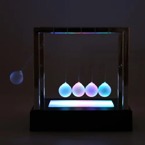 Vista 3 de Luminous Newtons Cradle, Perpetual Motion Desk Toy with Color Changing Swinging Balls, Magnetic Pendulum Balls for Stress Relief and Physics