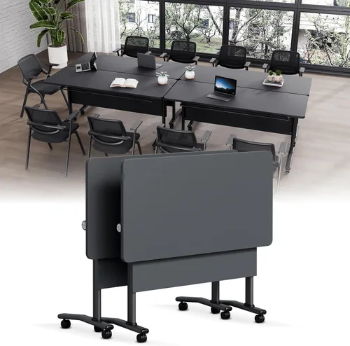 Vista 14 de Folding Conference Table with Wheels, Modular Foldable Conference Room Training Tables for Training Rooms, Flip Top Mobile Rolling Meeting Seminar