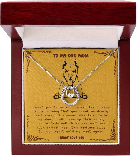 Vista 3 de Dogo Argentino Dog Mom Memorial Present, Best Dog Mom Necklace, Fur Mom Message Card for Mother's Day, Pet Portrait Necklace, Dog Lover