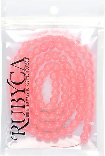 Vista 52 de RUBYCA 1 hebra 10MM Jade imitación ronda pintado recubierto de cuentas de vidrio DIY fabricación de joyas bebé rosa