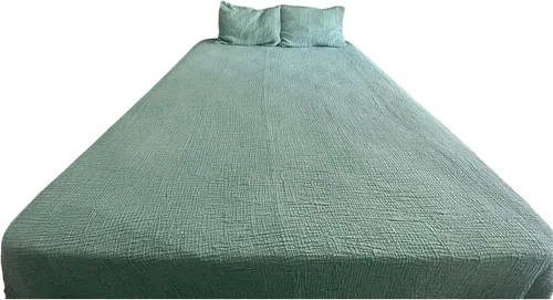 Vista 2 de Manta de muselina 100% algodón, colcha de 4 capas, funda de cama suave de muselina de algodón turco, colcha reversible, turquesa