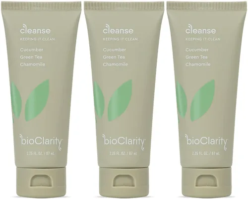 Vista 8 de BioClarity Limpiador facial 100% vegano, lavado suave con pepino, té verde y manzanilla, para pieles grasas sensibles. Ingredientes naturales