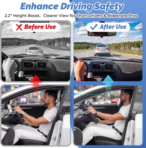 Vista 3 de Memory Foam Car Seat Cushion for Driving for Good View & Sciatica Relief Black