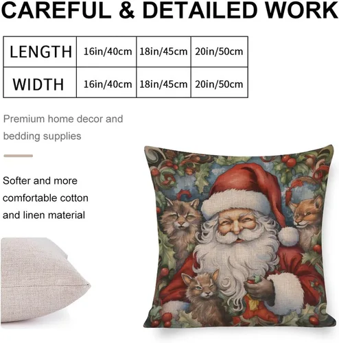 Vista 2 de Hellote - Funda de cojín de lino para sofá, dormitorio, automóvil, 16 x 16 pulgadas, decoración de invierno para el hogar