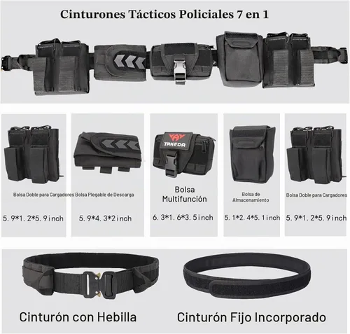 Vista 4 de YAKEDA Cinturones Tácticos de Batalla para Hombres - Cinturón Airsoft de Liberación Rápida con Trigger, Cinturones de Servicio Pesado con Bolsas 7