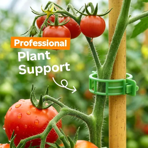 Vista 2 de 100 piezas de clips para tomate para plantas trepadoras, clips de soporte de planta de enrejado de plástico para jardín, clips reutilizables