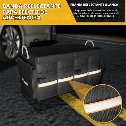 Vista 5 de K KNODEL Organizador de maletero de automóvil, organizador de automóvil con tapa, almacenamiento plegable de servicio pesado para SUV, camión
