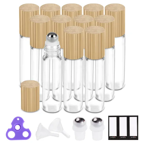 Vista 8 de PrettyCare 6 piezas, botellas roll-on de 10 ml para aceites esenciales con bola de rodillo de acero inoxidable - Botellas rellenables a prueba