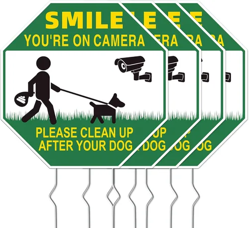 Vista 12 de Señales de cuidado con el perro, paquete de 2 carteles de 33x25 cm doble cara, plástico corrugado, estacas de metal en H, señales de perro