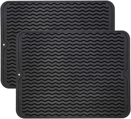 Vista 56 de ZLR 2 bandejas de silicona para fregadero (6 x 12 pulgadas/6.024 x 12.008 in) - Soporte estrecho para esponja para encimera de cocina - Tapete Negro