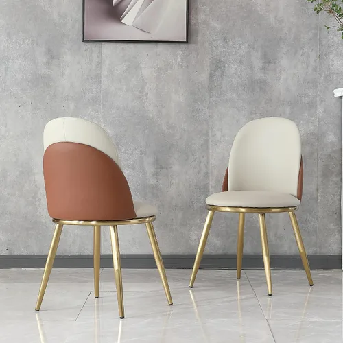 Vista 14 de Montary Juego de 2 sillas de comedor, modernas sillas de comedor empalmadas de piel sintética, respaldo ergonómico curvado con patas de acero al