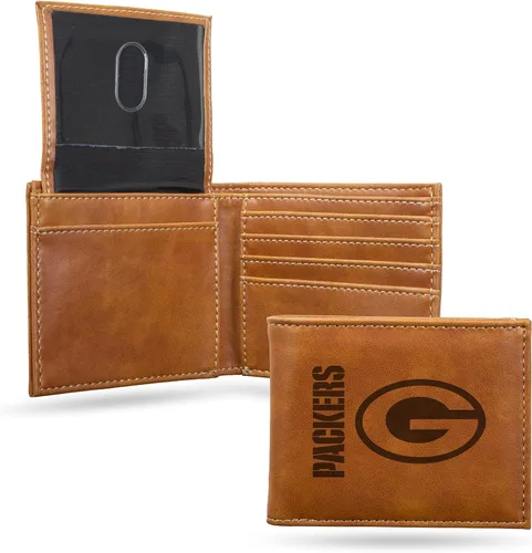 Vista 8 de Rico Industries Carteras grabadas con láser de los Green Bay Packers de la NFL, Negro, Billetera