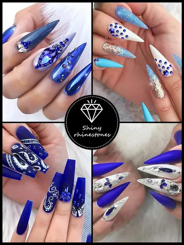 Vista 3 de Juego de 3100 diamantes de imitación para uñas, color azul EBANKU Azul-B
