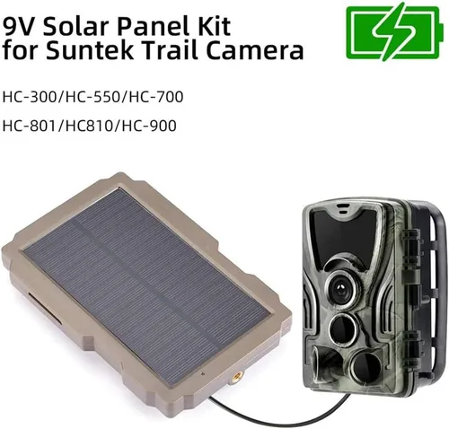Vista 5 de Lixada Panel solar de cámara de sendero, cargador solar recargable para cámara, kit de panel solar para exteriores de 6 V-12 V con soporte giratorio