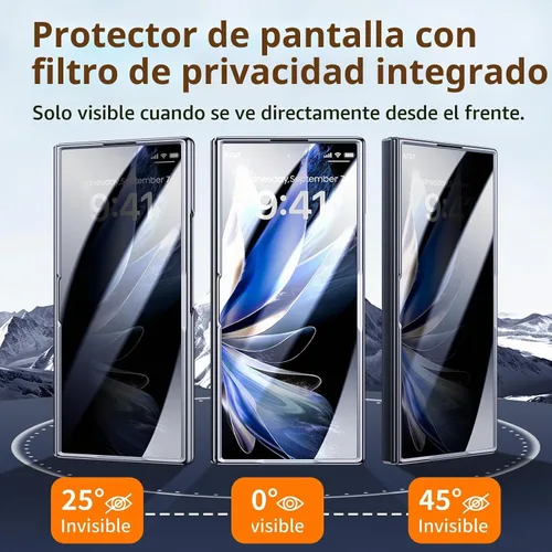 Vista 2 de Funda de piel de lujo para Z Fold 6 con protector de pantalla de privacidad [protección de bisagra], [compatible con Magsafe], protección de cámara