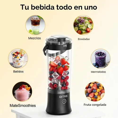 Vista 7 de Licuadora portátil Modo dual 18000RPM 20Oz Vaso de mezcla de hielo triturador de hielo Fruta congelada Mini hogar gimnasio viaje (negro)