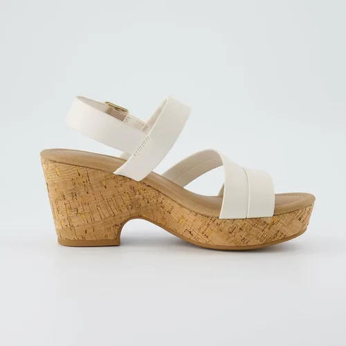 Vista 4 de CUSHIONAIRE Sandalia Russ de cuña de corcho para mujer + espuma viscoelástica, anchos disponibles