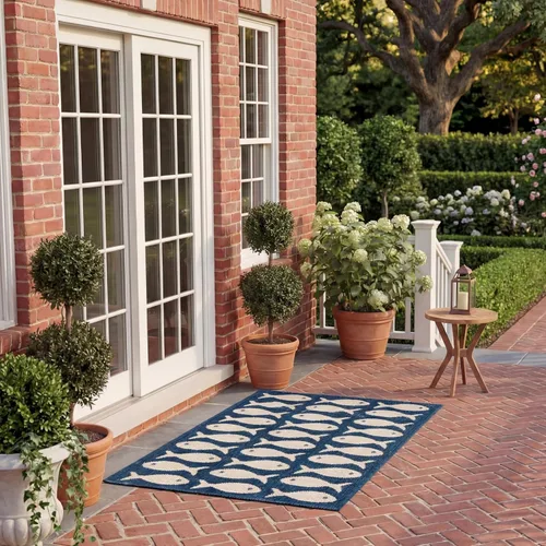 Vista 22 de SAFAVIEH Alfombra lavable para exteriores, colección Patio de 2.3 x 6.7 pies, color negro y beige, no desprende pelusa y fácil limpieza, ideal