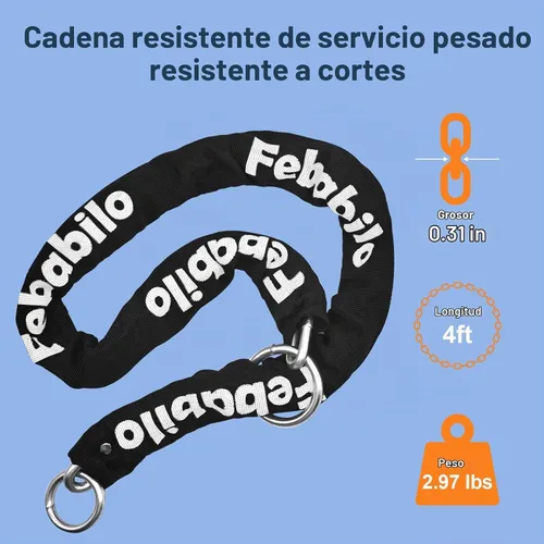 Vista 2 de Candados de bicicleta resistentes antirrobo, combinación de 4 dígitos con bloqueo de seguridad a prueba de cortes de 4 pies x 0.315 in, combo grande