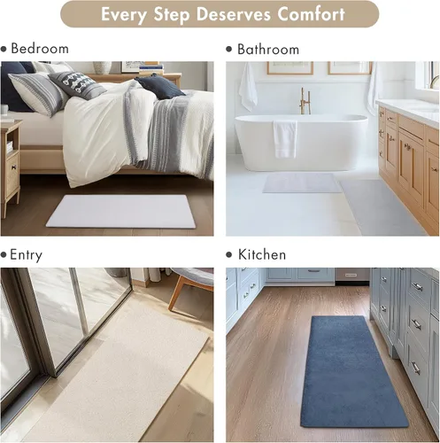 Vista 7 de Madison Park Alfombra de Baño Antideslizante, Tapete de Felpa Lujoso, Absorbente, Secado Rápido, Diseño de Spa, Decoración de Baño Marshmallow, Crema