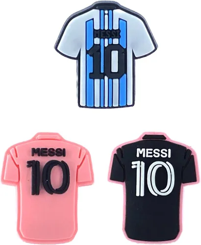Vista 4 de Lindos dijes de fútbol para zapatos de fútbol, decoración de zapatos deportivos No.10, accesorios de diseño de jersey para hombres, niños y niñas