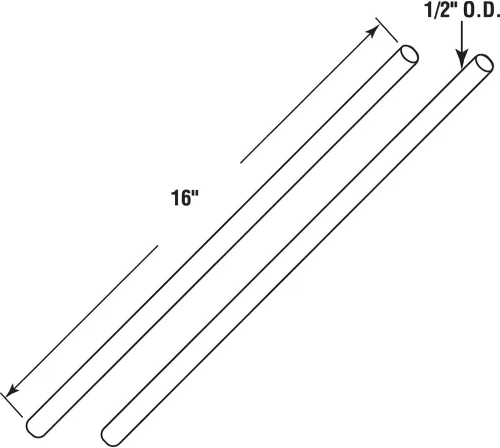 Vista 2 de Prime-Line GD 52238 – Barras de torsión a rosca, 1/2 pulgada. x 16 pulgadas, Acero, Circular, (Pack de 2)