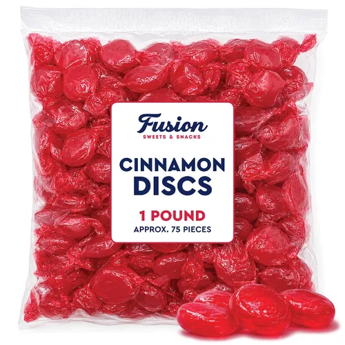 Vista 3 de Cinnamon Discs - Caramelos duros a granel, 1 libra, rojo, envueltos individualmente Envueltos individualmente, aproximadamente 75 piezas