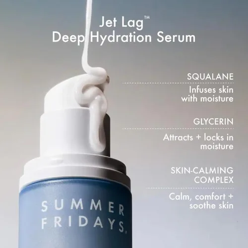 Vista 2 de Summer Fridays Jet Lag - Suero de hidratación profunda, suero facial hidratante para piel seca con glicerina y escualano, ayuda a calmar la piel