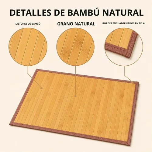 Vista 5 de Juego de 4 manteles individuales de bambú, resistentes al calor, para mesa de comedor, manteles individuales de bambú duraderos, resistentes a