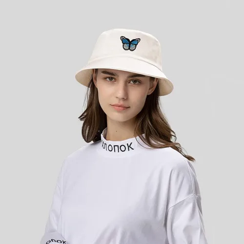 Vista 3 de XYIYI Sombreros de pescador de playa de algodón bordado de moda para mujeres niñas