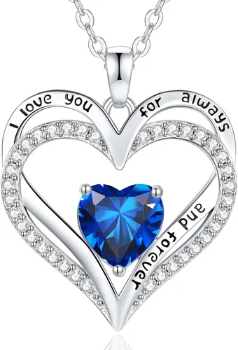Vista 97 de CDE Collares de piedra natal para mujer, plata de ley 925, collar con colgante de corazón para siempre, Navidad, cumpleaños, aniversario, día de San