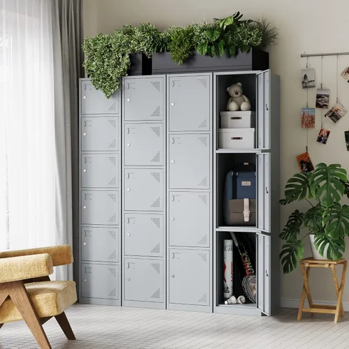 Vista 2 de Letaya Taquillas de metal para empleados, gabinete de almacenamiento de acero de 71 pulgadas con 4 puertas con cerradura para personal de oficina