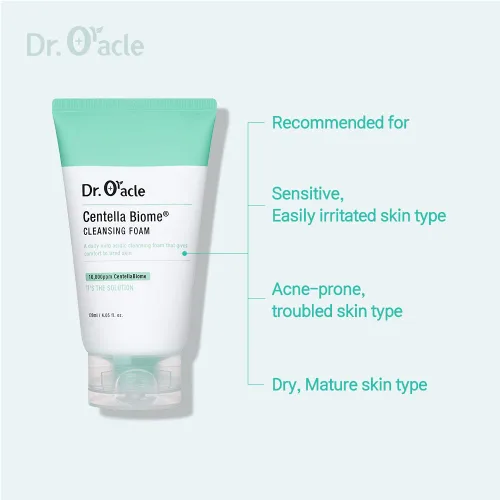 Vista 5 de Dr.Oracle Centella Biome Cleansing Foam - Limpiador facial diario, lavado facial espumoso para pieles sensibles, propensas al acné, irritadas, 4.06