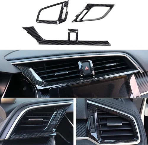 Vista 8 de 3 piezas de ajuste de salida de ventilación central para Honda Civic 2016 Rojo