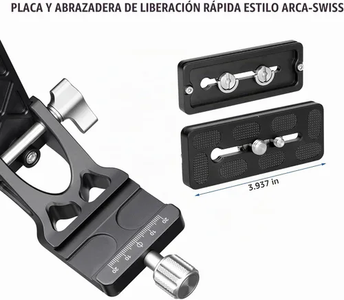 Vista 11 de Leofoto Negro PG-1 - Cabezal de trípode de cardán resistente ligero compatible con Arca