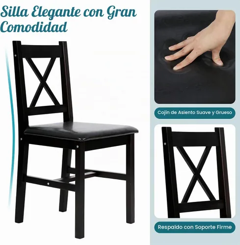 Vista 3 de Dkelincs Juego de mesa de comedor para espacios pequeños, mesa de comedor de cocina de madera de 3 piezas con 2 sillas, mesa de comedor moderna