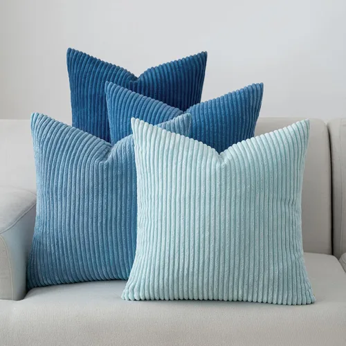 Vista 15 de Volcanics - Juego de 4 fundas de almohada de pana beige crema de 18 x 18 pulgadas Decorative Modern Double-Sided Striped Cushion Cases, Soft Boho