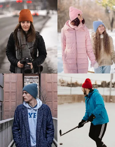 Vista 3 de Gorro de invierno de punto acrílico para hombres y mujeres suave cálido unisex con puños