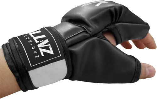 Vista 5 de MMA Gloves for Kids Punching Bag Boxing Sparring Grappling, Half Finger with Thick Padding Long Wrist Wrap