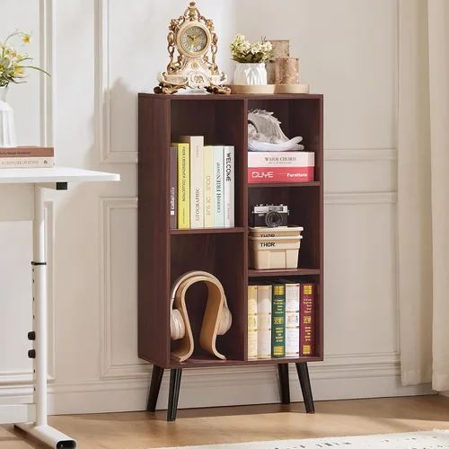 Vista 38 de LEYAOYAO Estantería de 5 cubos de 3 niveles con patas, estante negro menta para libros para niños, bonito organizador de almacenamiento, estantes