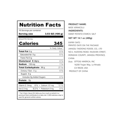 Vista 2 de OTTOGI - Fideos anchos de vidrio de primera calidad (14.11 onzas / 14.11 oz / 400g), veganos, sin gluten, fideos de vidrio suaves y masticables