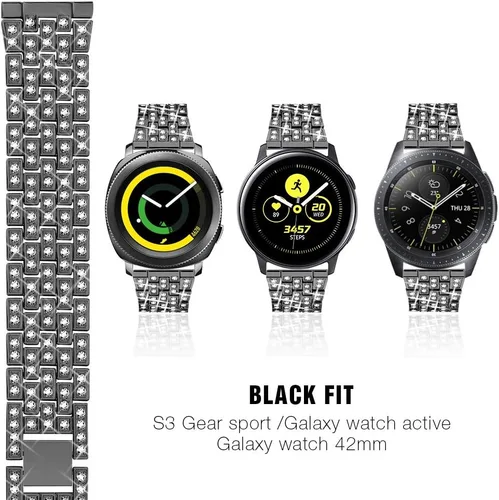 Vista 4 de Dsytom - Correas elegantes para mujer, compatibles con Samsung Galaxy Watch de 1.654 pulgadas + bisel 20mm Jewelry Bling Watchband+Bezel Ring