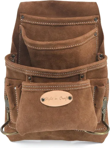 Vista 11 de Style n Craft Bolsa de herramientas y uñas de carpintero de 10 bolsillos, bolsa de herramientas de cuero resistente, perfecta y duradera, bolsa
