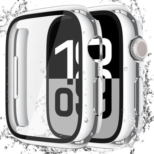 Vista 32 de Misxi Paquete de 2 fundas impermeables con botón diseñadas para Apple Watch Series 3 Series 2 de 38mm, funda rígida de policarbonato anticaídas