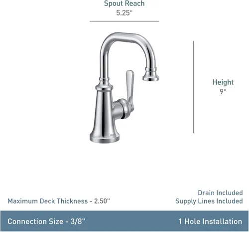 Vista 3 de Moen S44101BG - Grifo de lavabo de baño tradicional con una sola manija de oro cepillado
