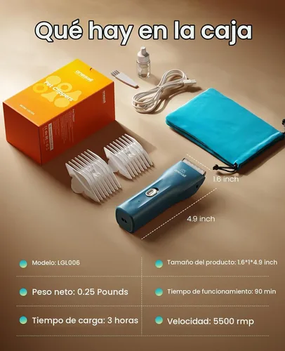 Vista 8 de oneisall Cortapelos para mascotas para gatos con pelo mate, afeitadora Verde