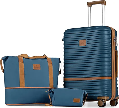 Vista 25 de Juego de maletas Joyway de 3 piezas, juego de maletas extensibles de cabina con rueda giratoria, juego de maletas de carcasa dura con candado TSA
