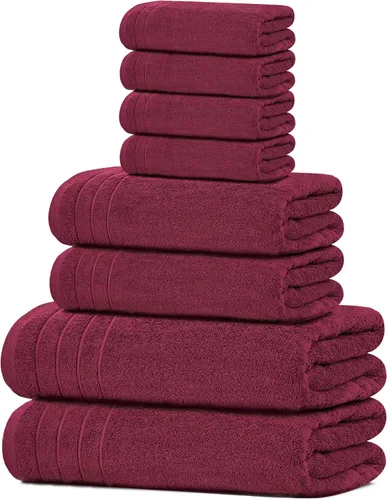 Vista 8 de Tens Towels Juego de 8 toallas, 2 extra grandes para baño, 2 para manos, 4 paños, 100% algodón, peso más ligero, secan más rápido, superabsorbentes